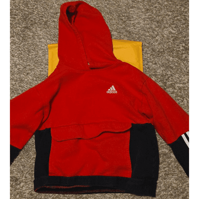 Adidas Hoodie Pullover Youth Medium Two Tone Red/Black Athletic Athleisure - Thumbnail 2