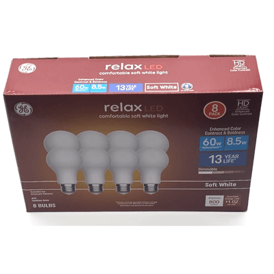 Lot 8 GE LED Light Bulb Relax 5.5W 40W A19 #44898 Soft White 450 Lumens - Thumbnail 2