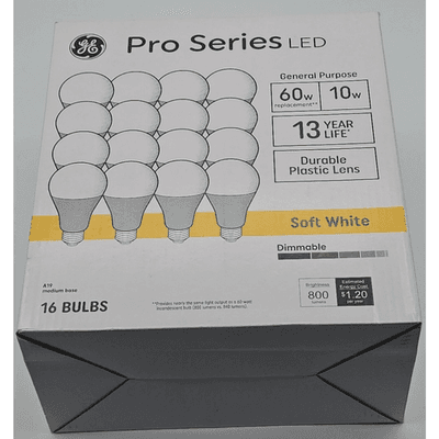 GE Pro Series A19 LED 60W Dimmable Soft White 16 Bulbs 800 Lumens - NEW - Thumbnail 2