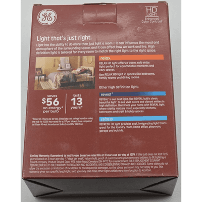 GE Relax 4-Pack 40 W Equivalent Dimmable Soft White A19 LED Light Fixture Bulb - Thumbnail 4