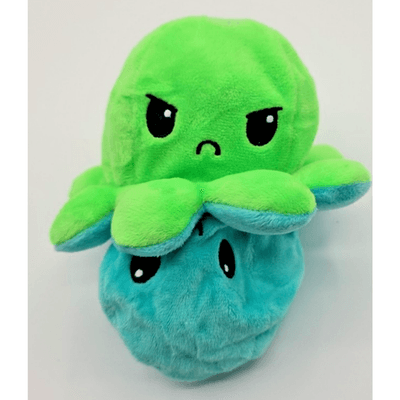 Tee Turtle 4” Green and Teal Blue Reversible Octopus Stuffed Animal Plush - Thumbnail 2