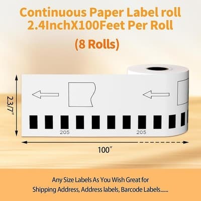 8-Pack Unistar - Brother QL Label Printer Continuous Label (2.4 in x 100 ft) - Thumbnail 5