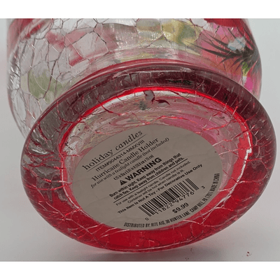 Christmas Holly/Bird Hurricane Candle Holder - Glass, Hand Painted - Thumbnail 4