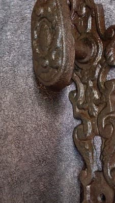 "Pair Antique Victorian Cast Iron Door Escutcheons Ornate Scroll - Thumbnail 7