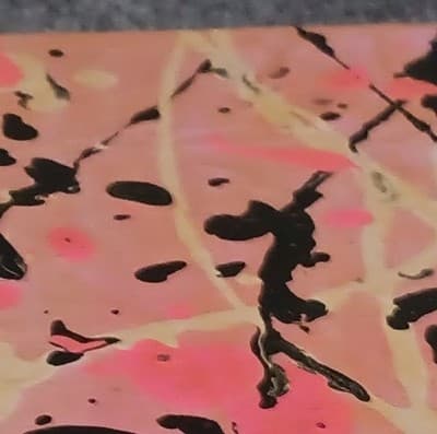 Hand Painted Abstract Wooden Hinged Rectangular Box, Pink Black Orange Purple