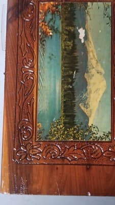 Lockable Carved Landscape Wooden Trinket Box with Lid, Medium Size