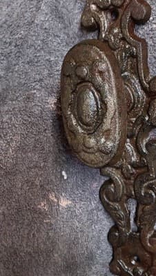 "Pair Antique Victorian Cast Iron Door Escutcheons Ornate Scroll - Thumbnail 4