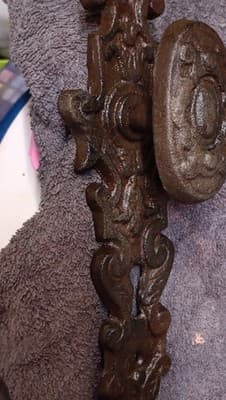 "Pair Antique Victorian Cast Iron Door Escutcheons Ornate Scroll - Thumbnail 3