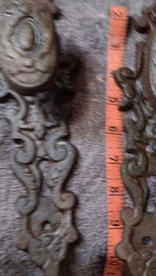 "Pair Antique Victorian Cast Iron Door Escutcheons Ornate Scroll - Thumbnail 10