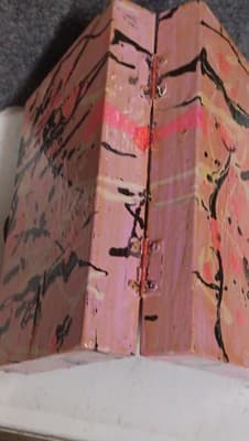 Hand Painted Abstract Wooden Hinged Rectangular Box, Pink Black Orange Purple - Thumbnail 3