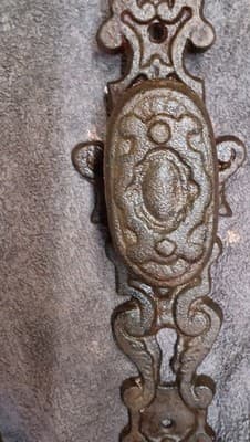 "Pair Antique Victorian Cast Iron Door Escutcheons Ornate Scroll - Thumbnail 6