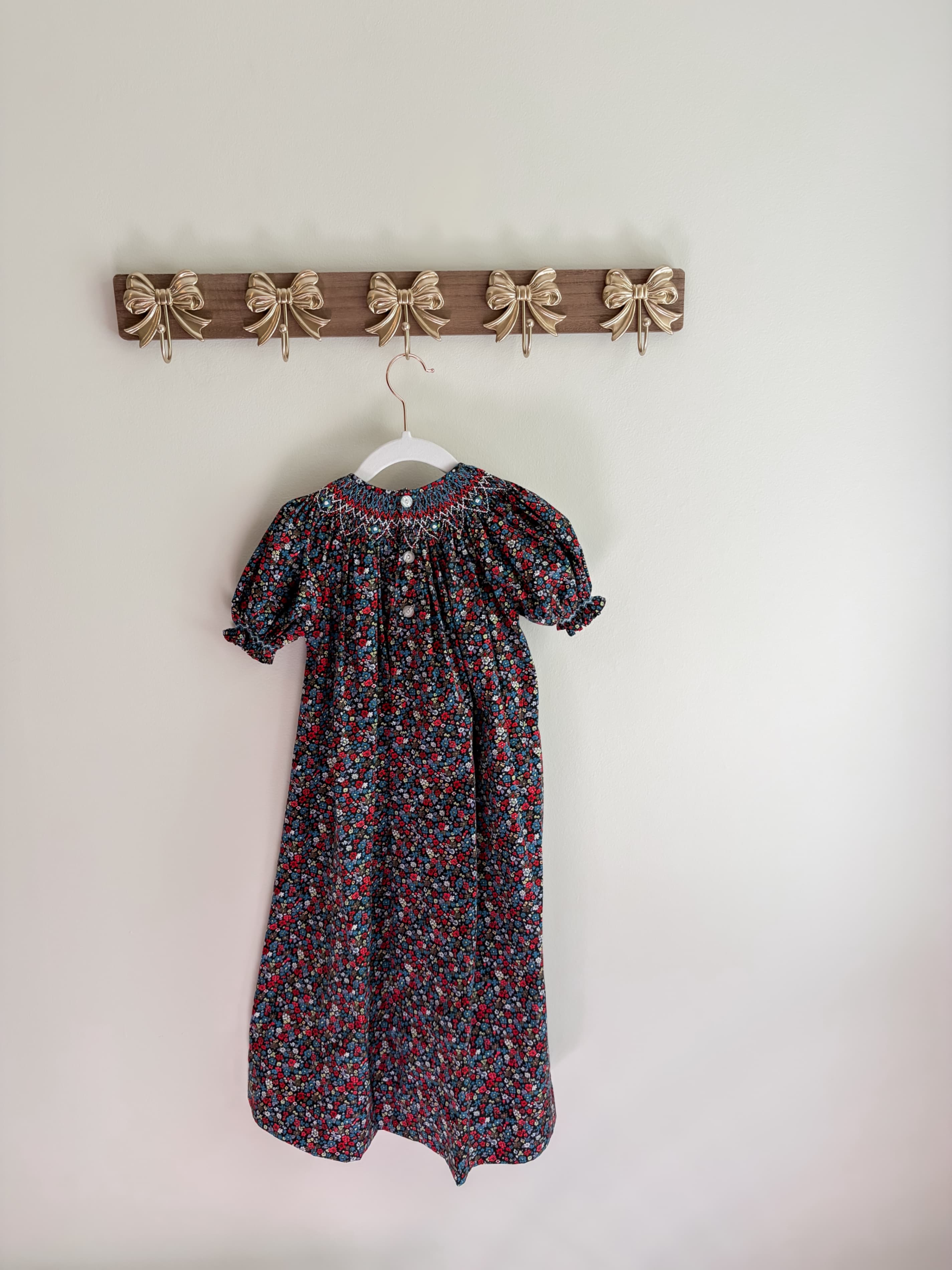 Remember Ngyuen girls size 4T Floral Smocked Long Dress with Puff Sleeves - Thumbnail 2