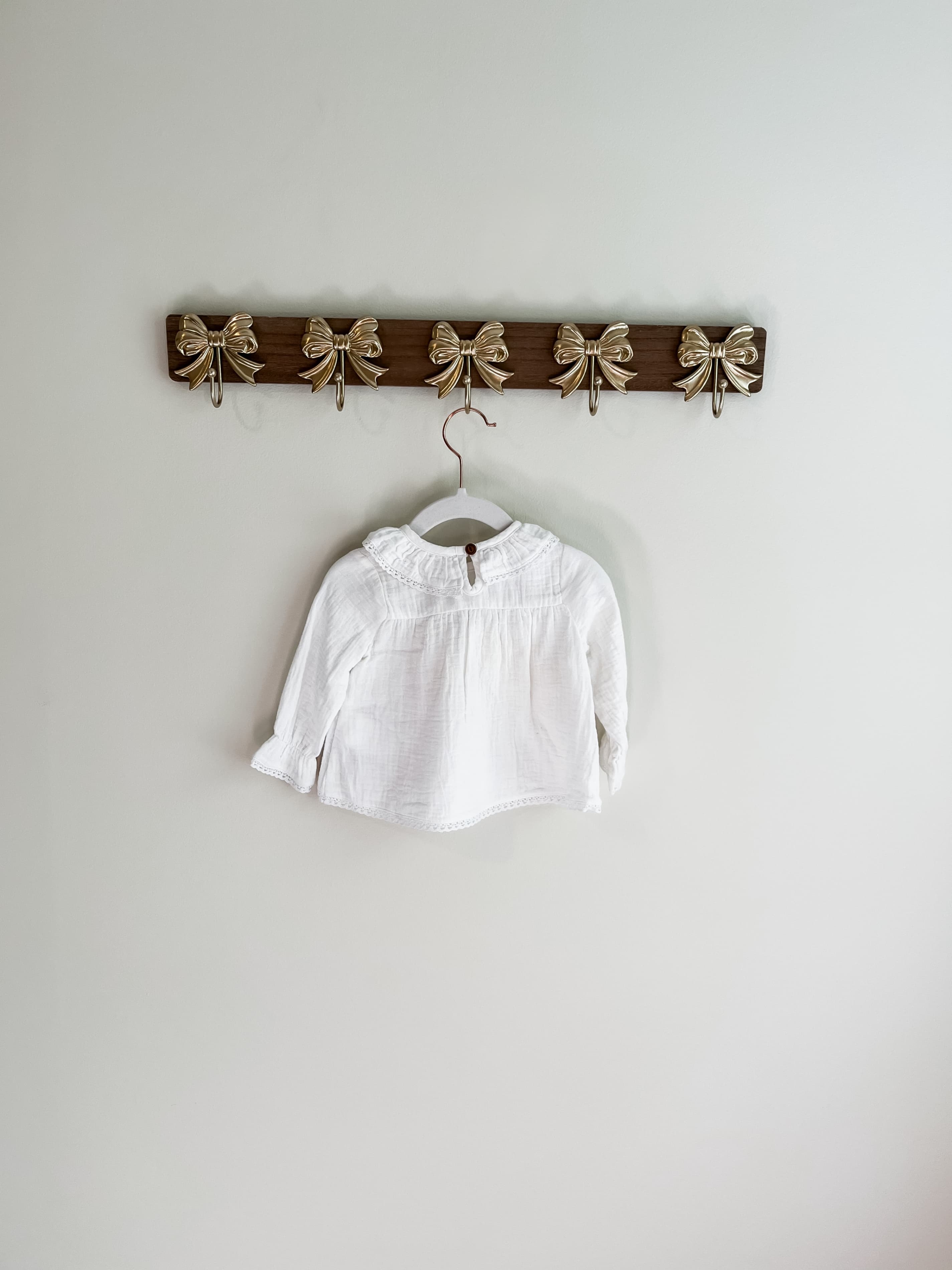 Serendipity size 6m White Long Sleeve Baby Blouse with Lace Trim - Thumbnail 2