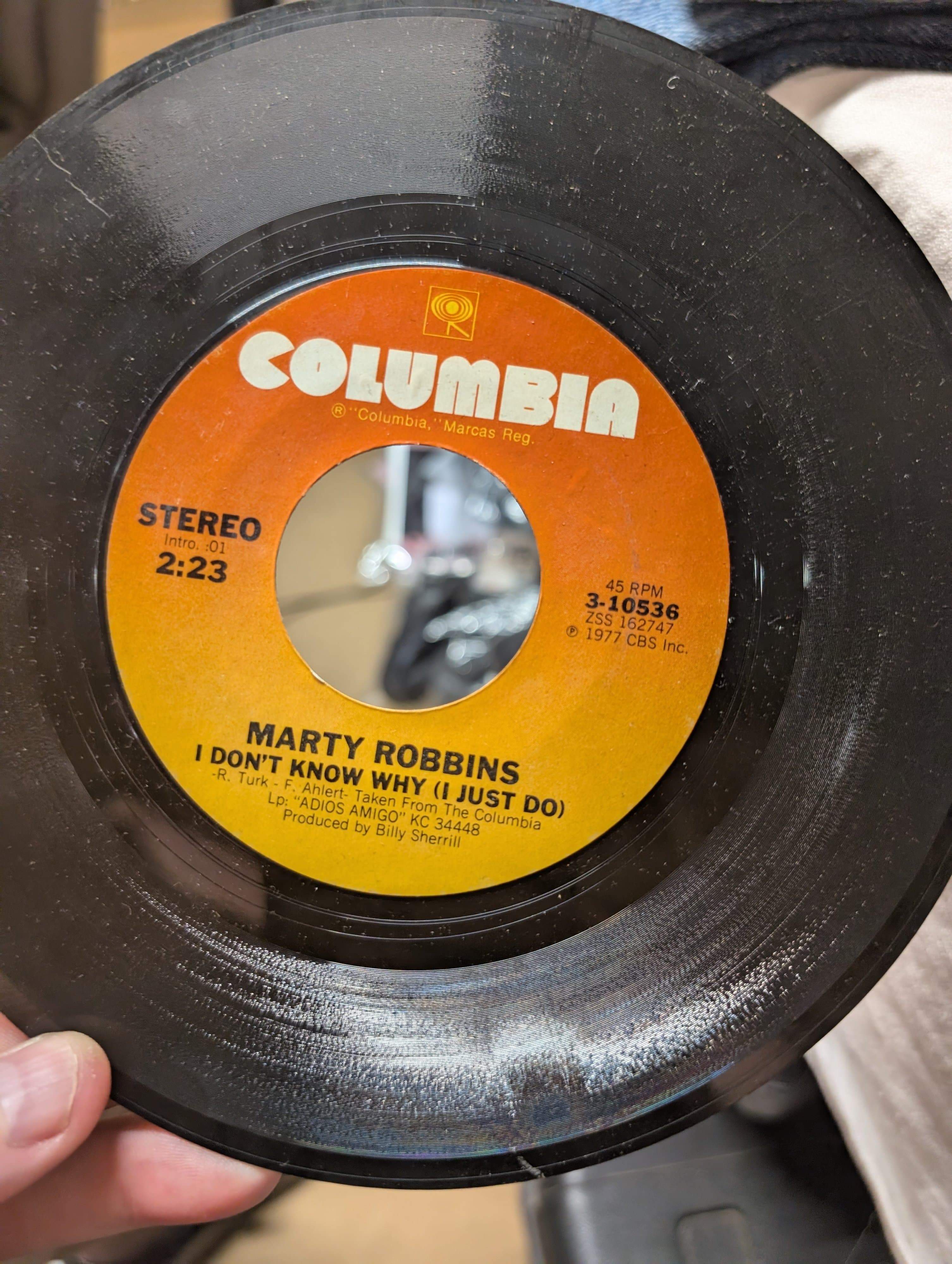 Columbia 45 RPM Vinyl Marty Robbins Inspiration for a Song - Thumbnail 2