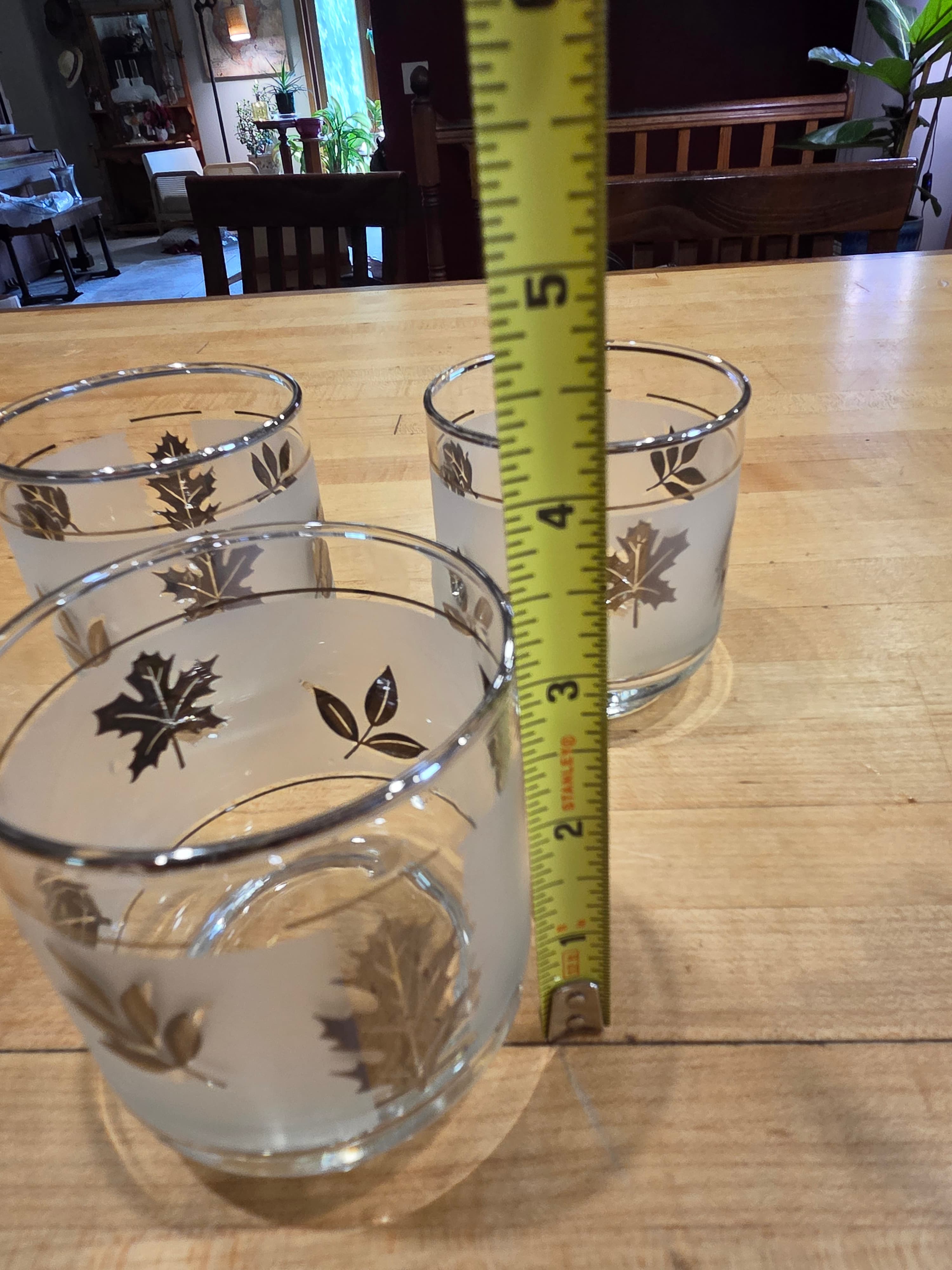 Vintage Libbey Golden Foliage Frosted Rocks Glasses Set of 3 - Thumbnail 5