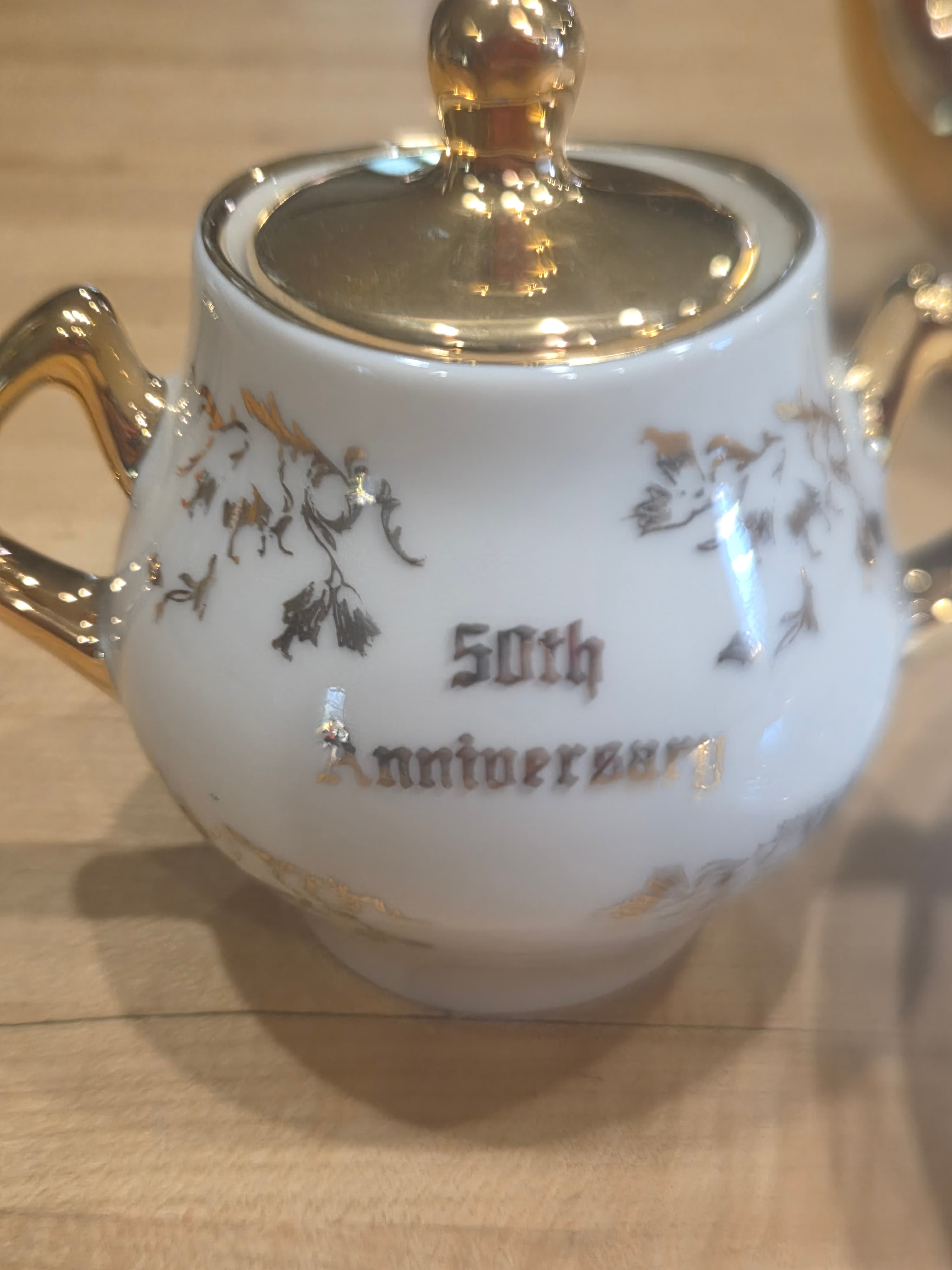 Vintage Papel Freelance 50th Wedding Anniversary Tea Set 4 Piece - Thumbnail 4