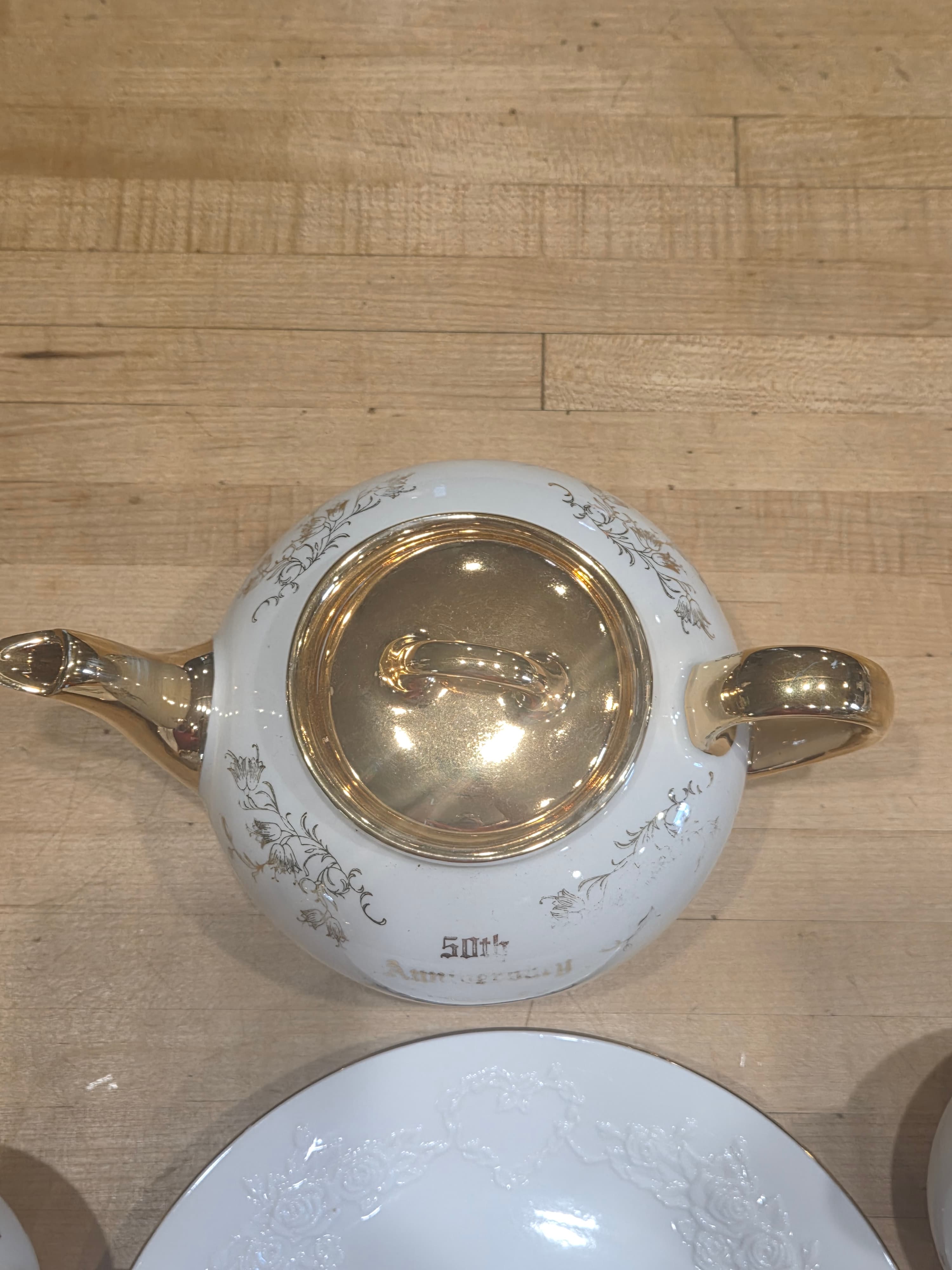 Vintage Papel Freelance 50th Wedding Anniversary Tea Set 4 Piece - Thumbnail 8