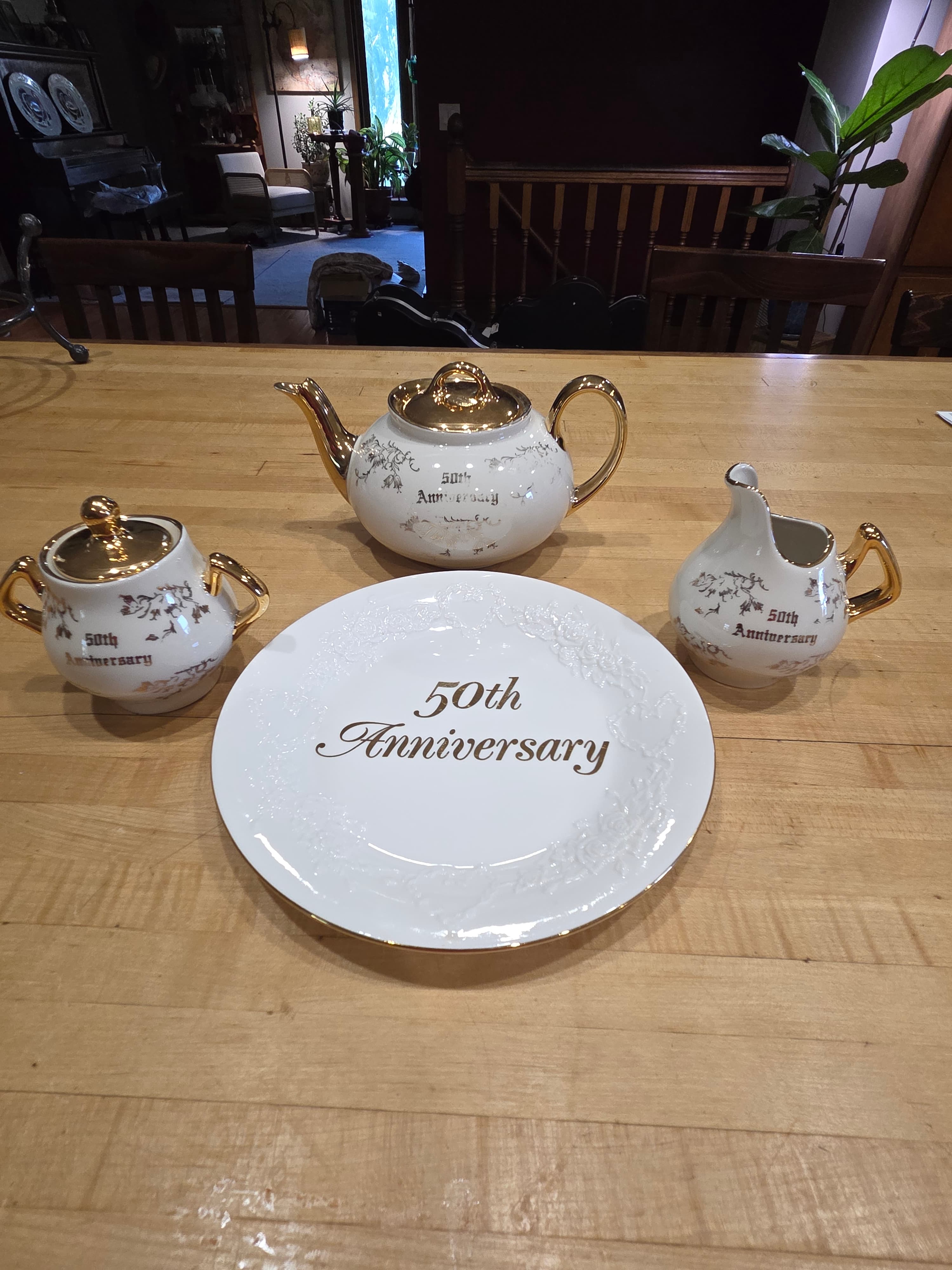 Vintage Papel Freelance 50th Wedding Anniversary Tea Set 4 Piece
