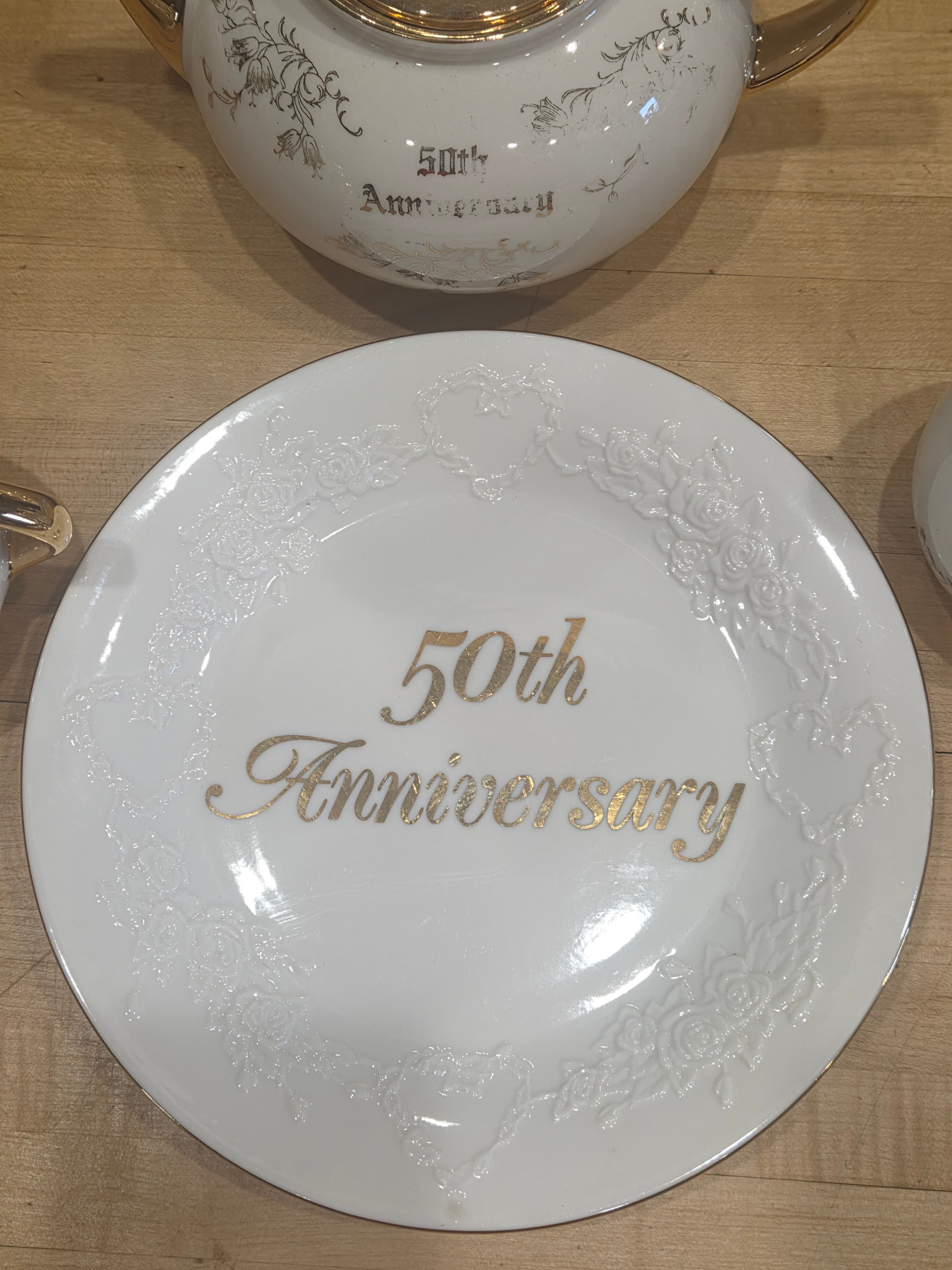 Vintage Papel Freelance 50th Wedding Anniversary Tea Set 4 Piece - Thumbnail 10