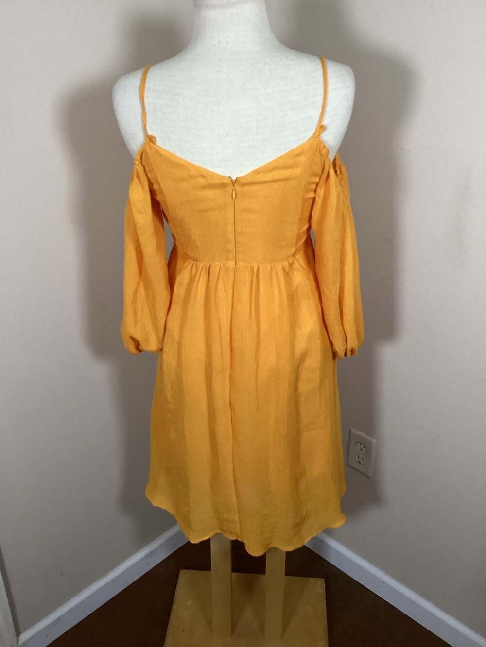 Moulinette Soeurs Yellow Cold Shoulder Mini Dress Size XS - Thumbnail 2