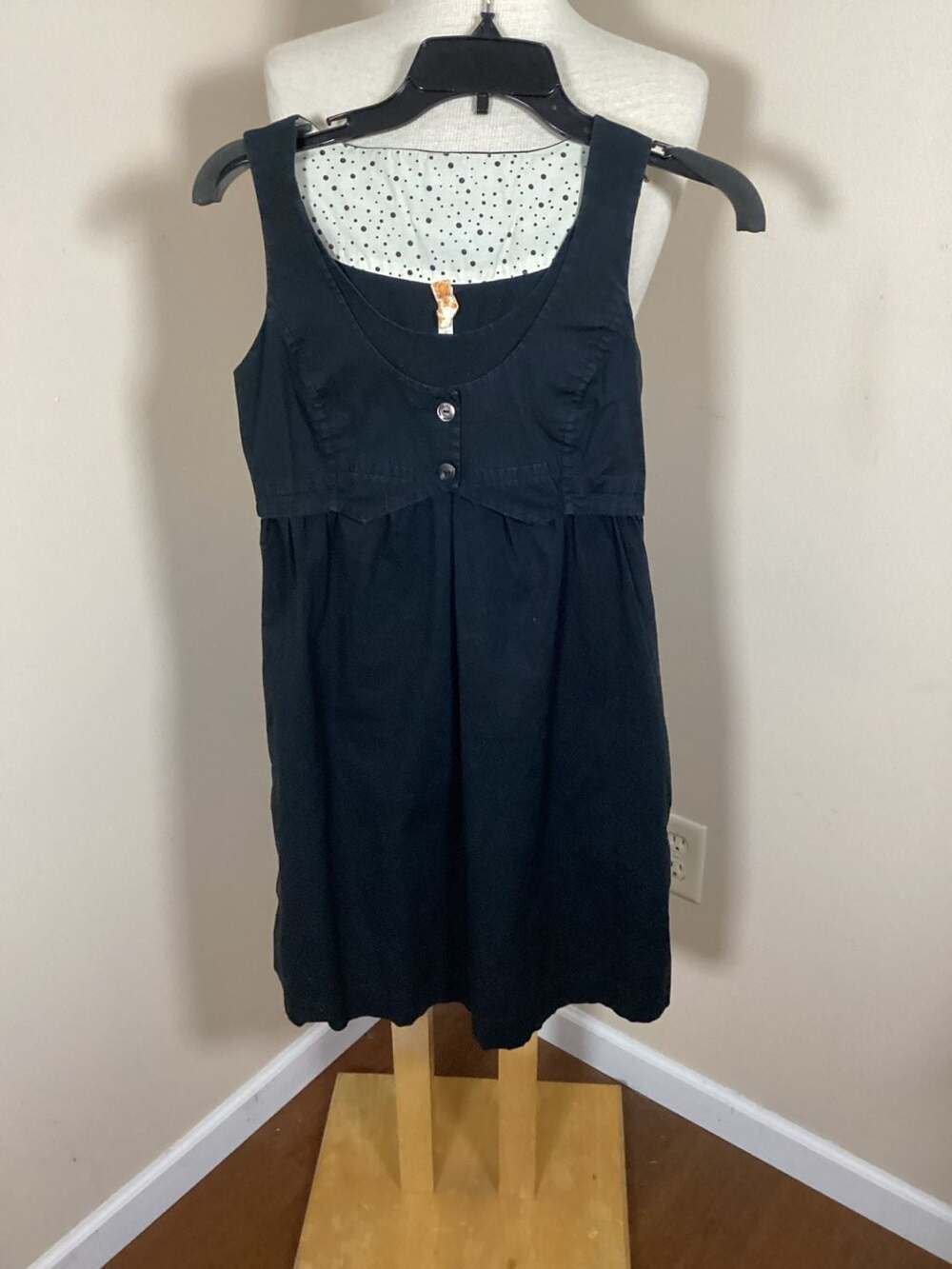 Anthropologie Moxie Black Sleeveless Button Front Tie Back Dress Size 0 - Thumbnail 3