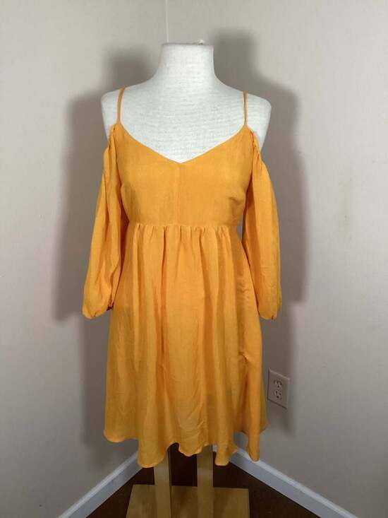 Moulinette Soeurs Yellow Cold Shoulder Mini Dress Size XS - Thumbnail 4