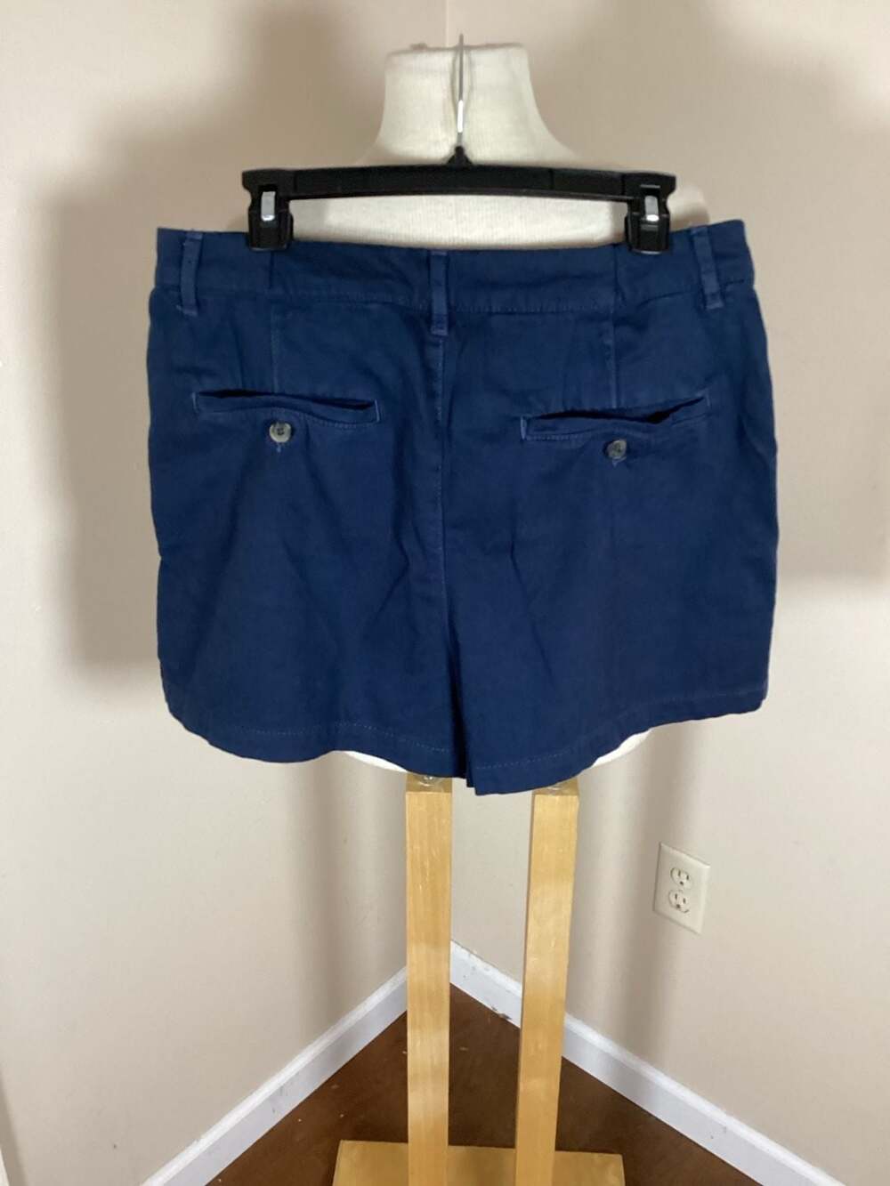 Free People Navy Blue Pleated Chino Shorts - Thumbnail 2