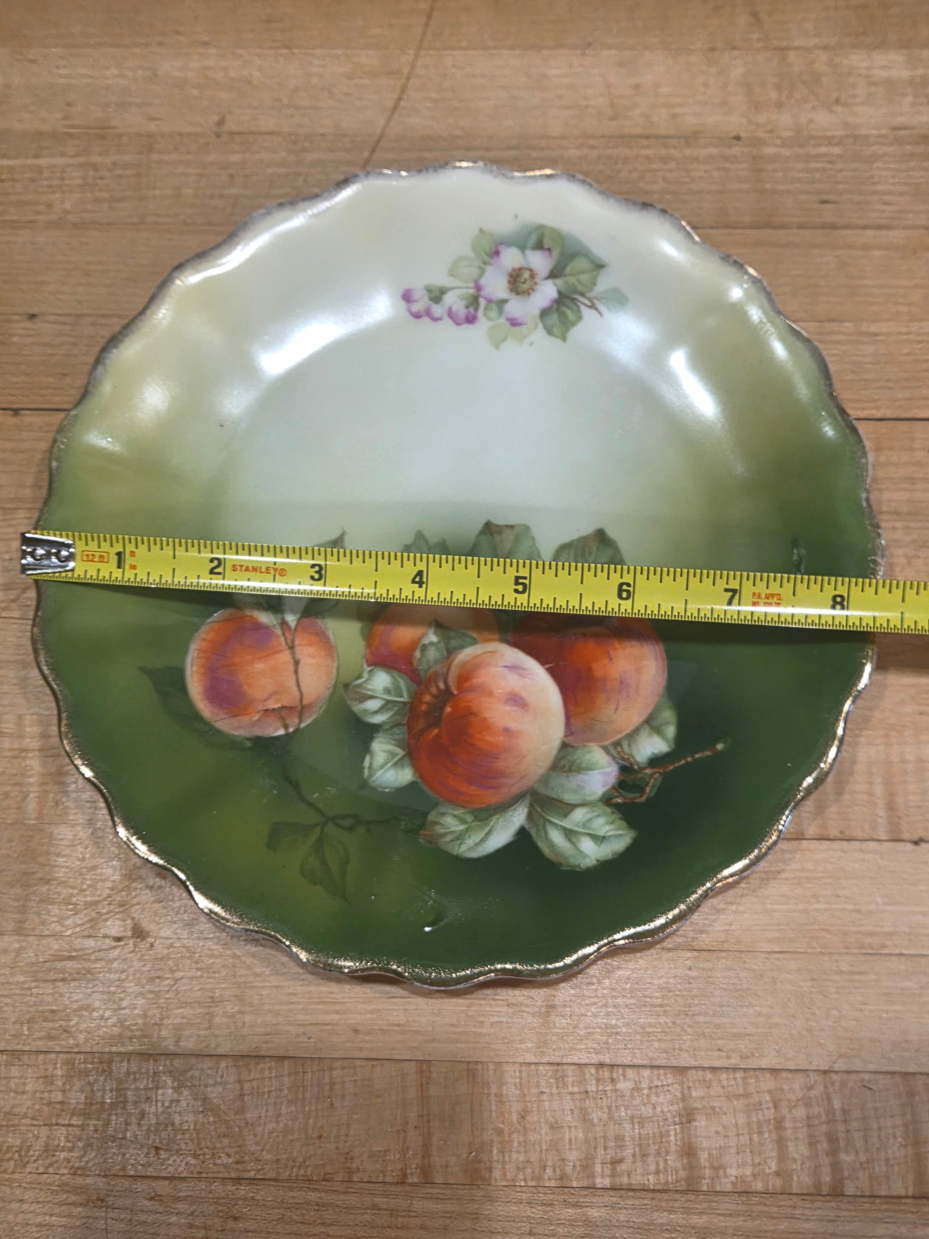 Antique PT Bavaria Tirschenreuth Hand Painted Peaches Porcelain Cabinet Plate - Thumbnail 5