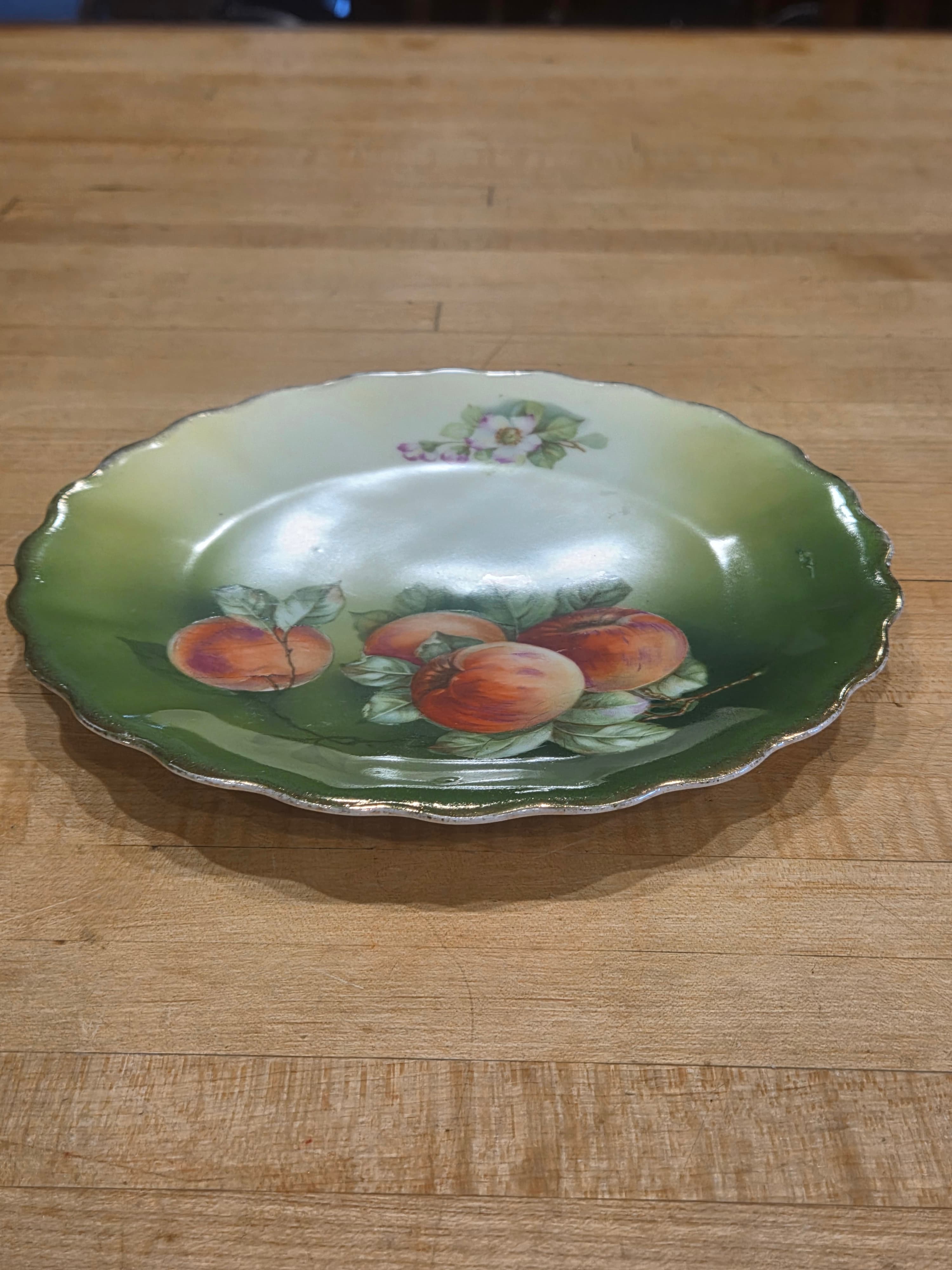 Antique PT Bavaria Tirschenreuth Hand Painted Peaches Porcelain Cabinet Plate - Thumbnail 2