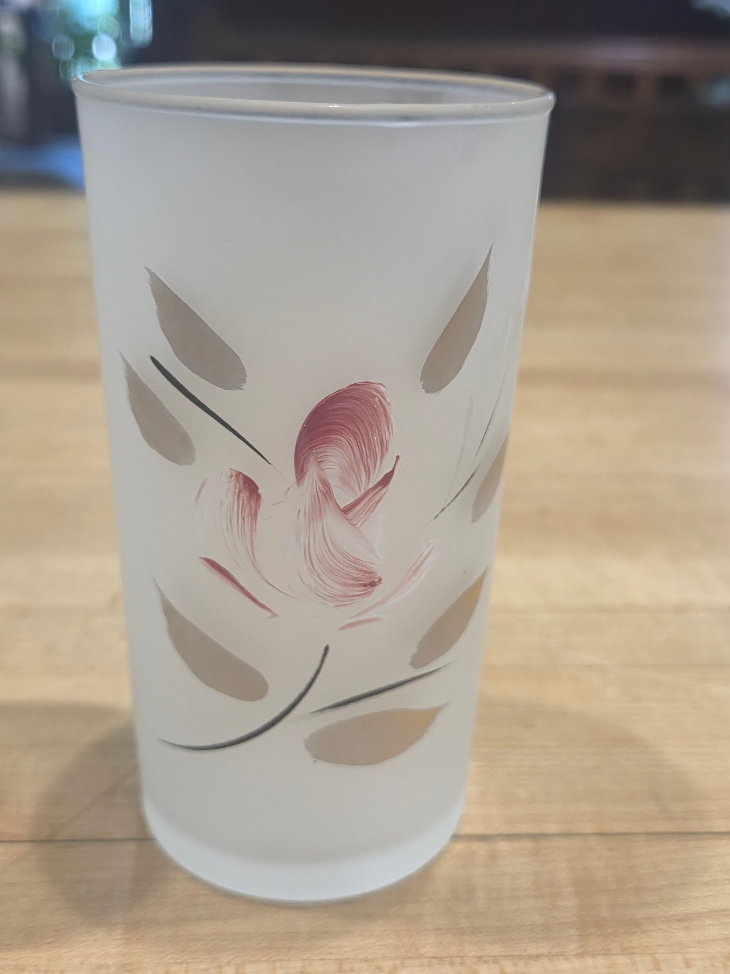 Vintage Anchor Hocking Gay Fad Frosted Pink Rosebud Glasses Pair - Thumbnail 2