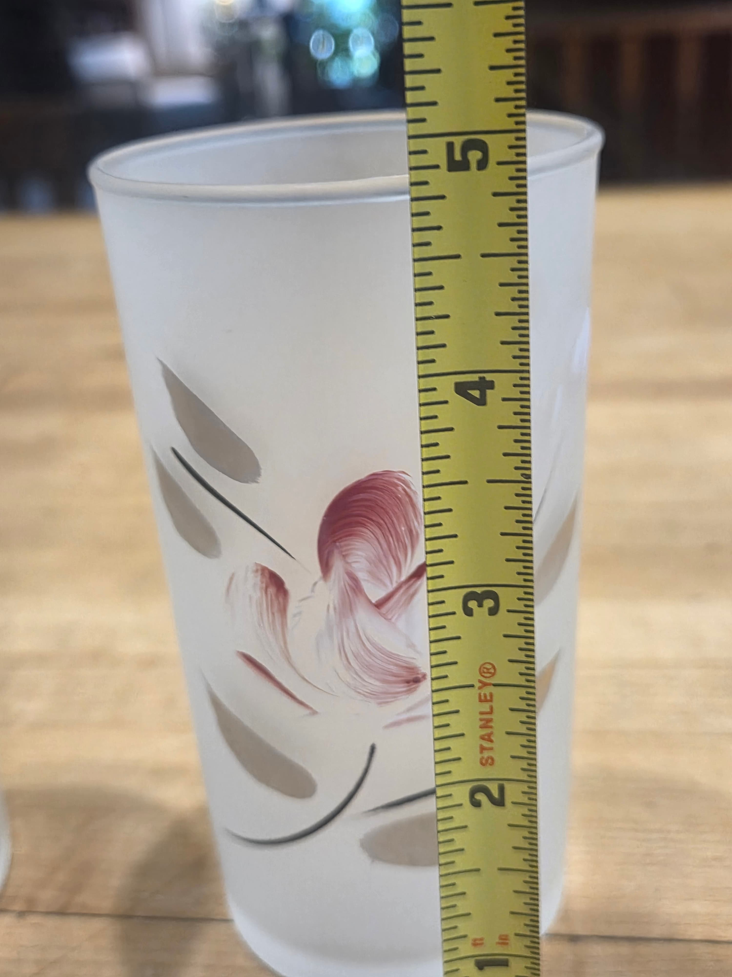 Vintage Anchor Hocking Gay Fad Frosted Pink Rosebud Glasses Pair - Thumbnail 4