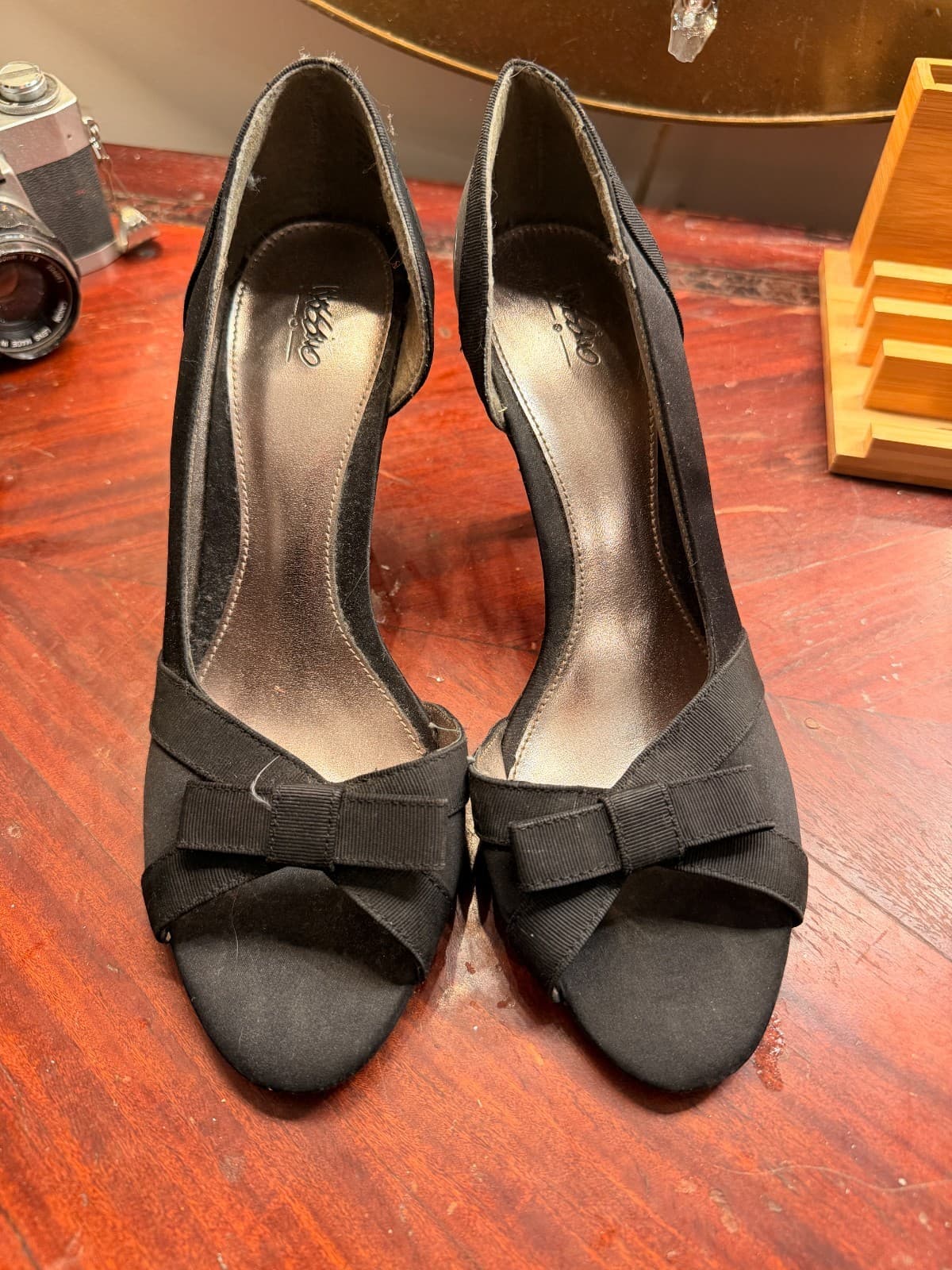 Mossimo Supply Co. | Womens Black Peep Toe Heels with Bow Accent | Size 9.5 - Thumbnail 5