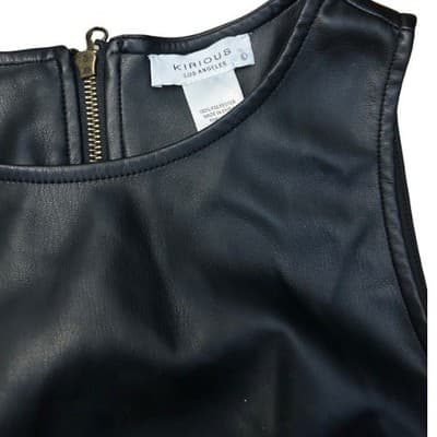 Kirious Black Faux Leather Crop Top Size Small Zip Back Sleeveless NWT Size S - Thumbnail 2