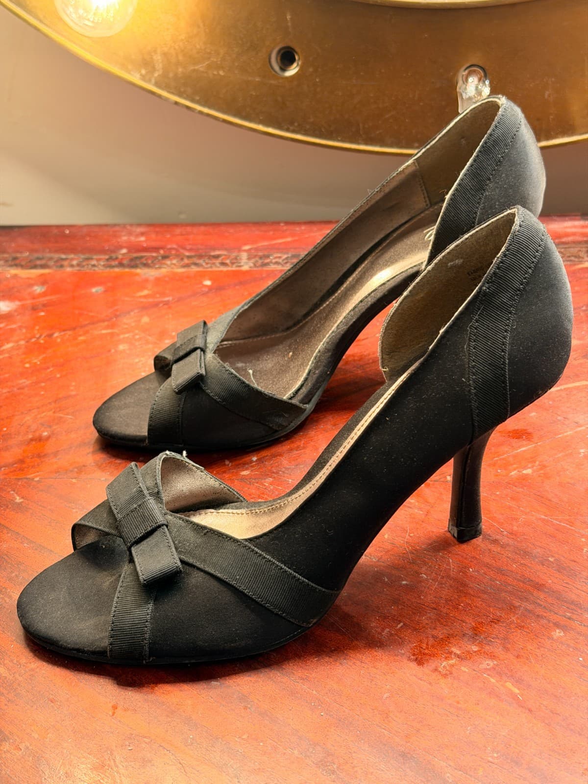Mossimo Supply Co. | Womens Black Peep Toe Heels with Bow Accent | Size 9.5 - Thumbnail 2