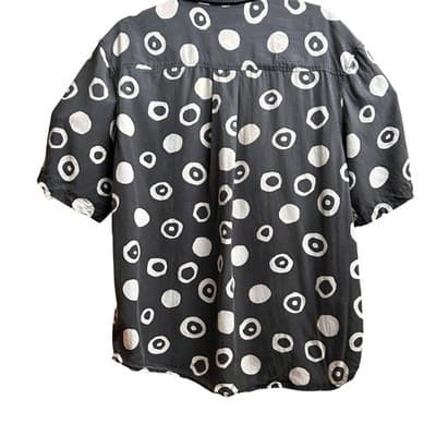 Urban Outfitters || Small Blue Short Sleeved Button Down with White Circle Print - Thumbnail 4