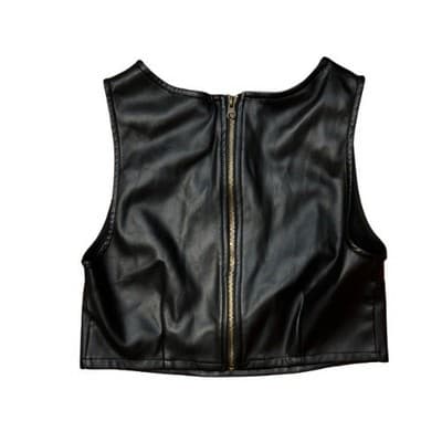 Kirious Black Faux Leather Crop Top Size Small Zip Back Sleeveless NWT Size S - Thumbnail 3
