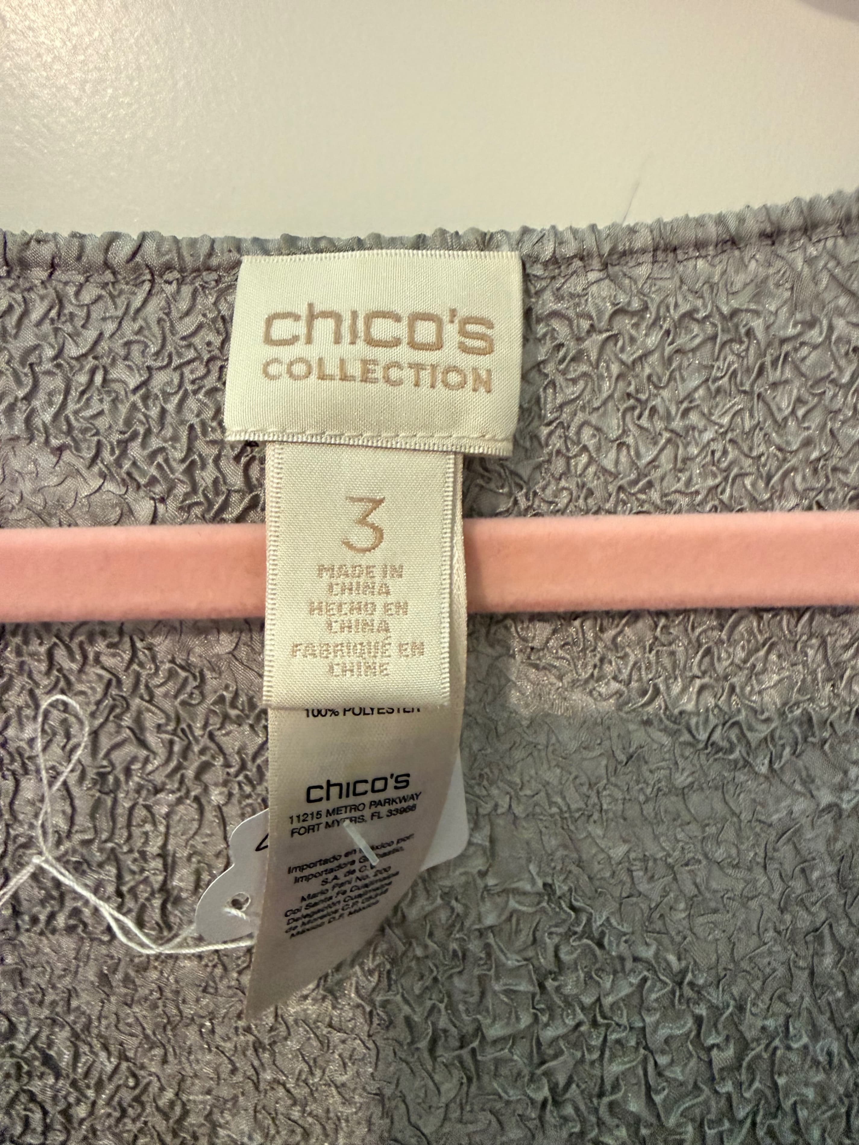 Chico's Collection Gray Open Front Cardigan Size 3 - Thumbnail 2