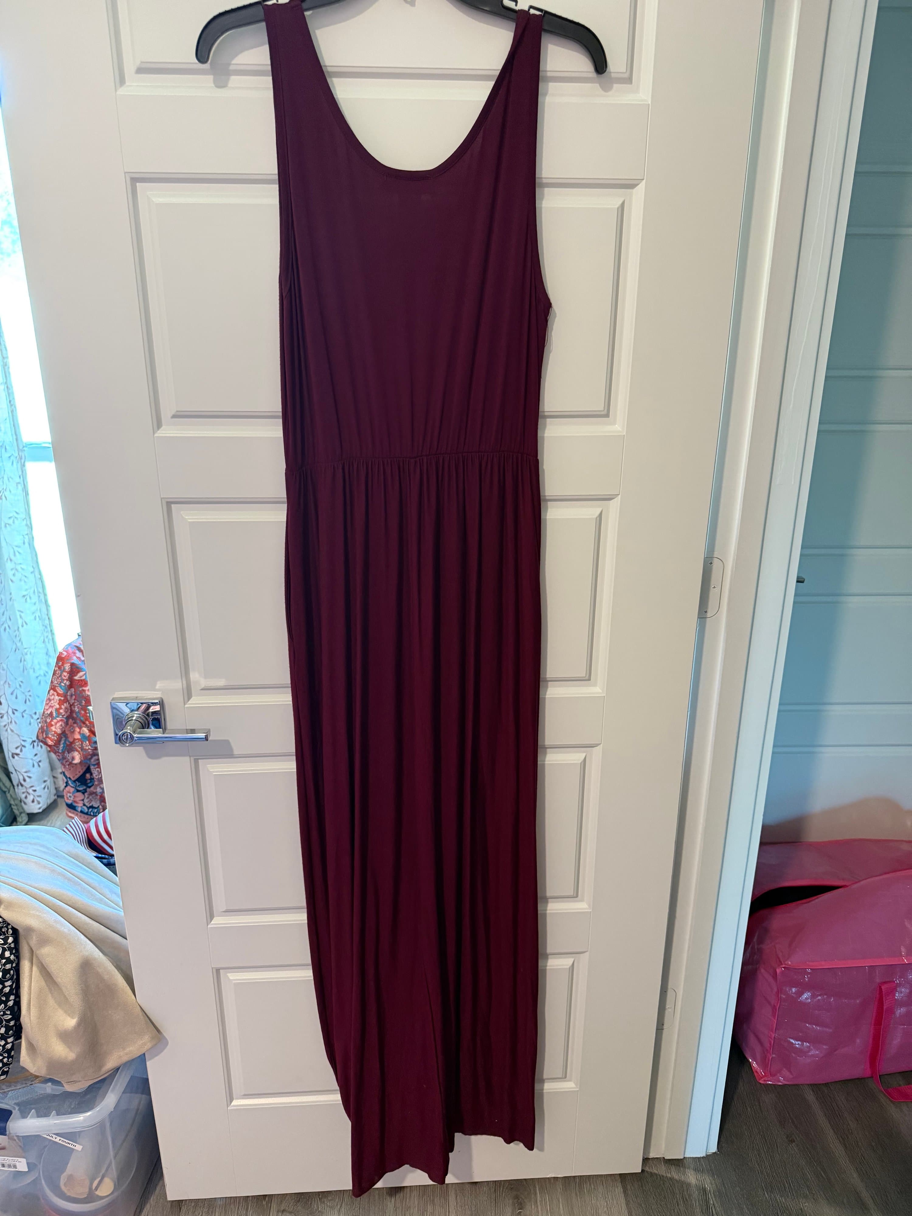 French Atmosphere Burgundy Maxi Dress XL - Thumbnail 3