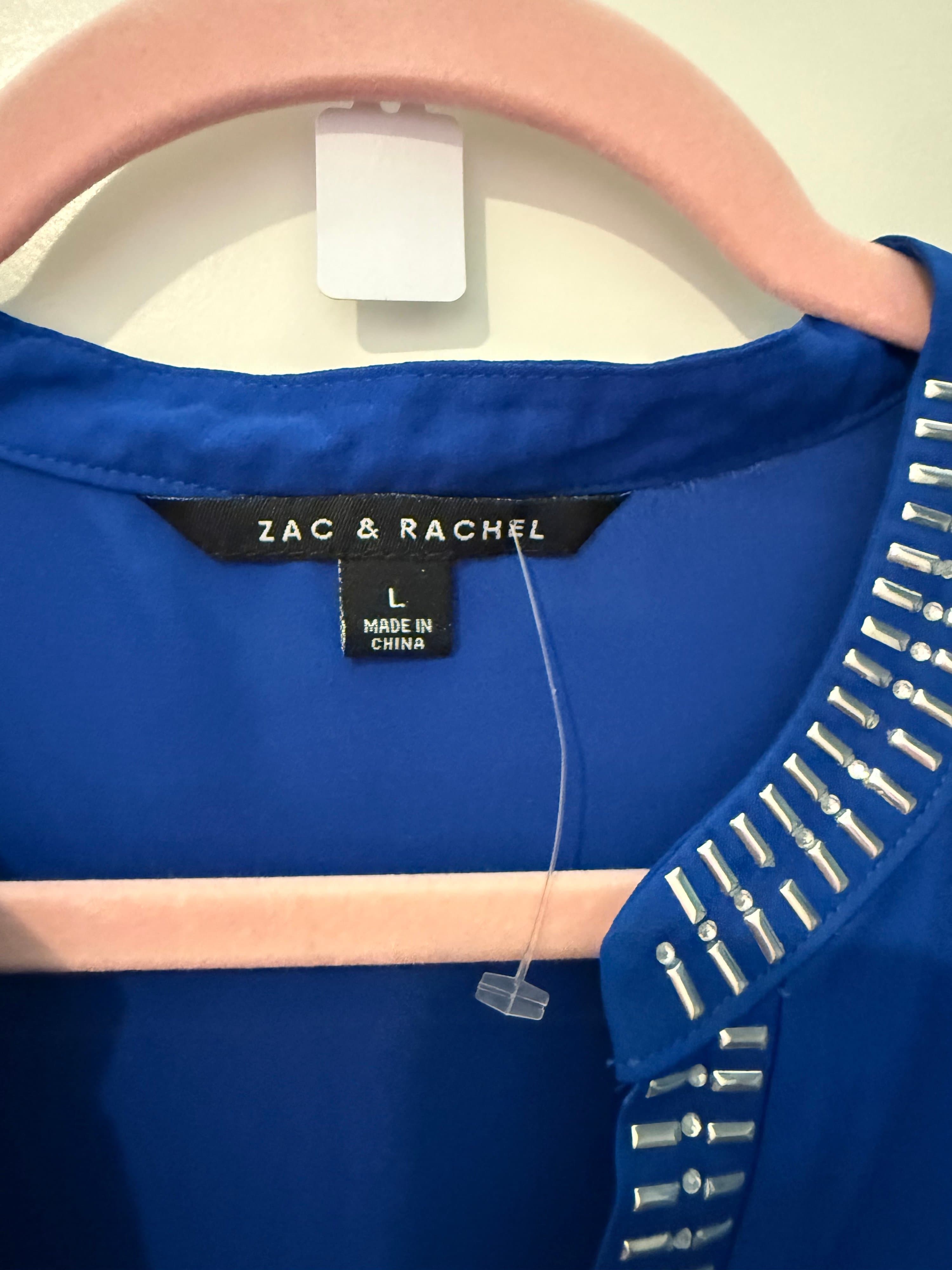 Zac & Rachel Blue Tunic Top with Embellished Neckline Size L - Thumbnail 2