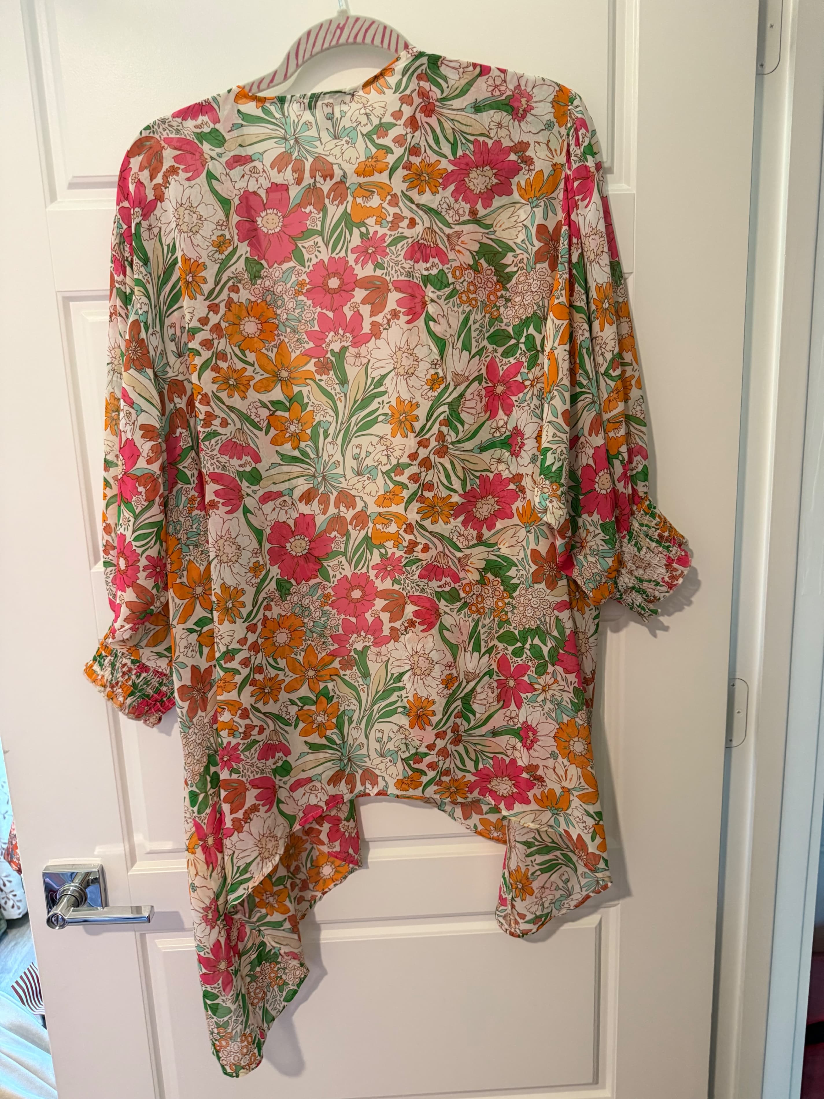Cato Floral Kimono Cardigan Large - Thumbnail 4