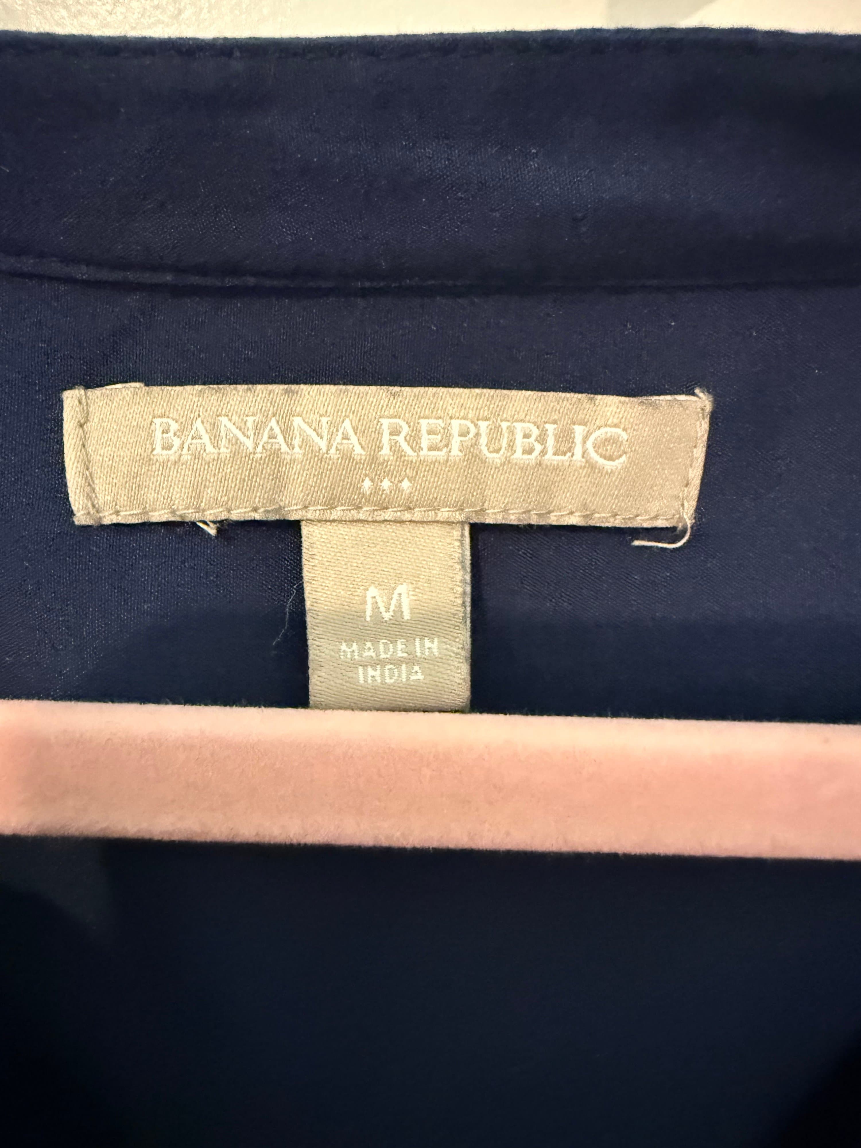 Banana Republic Blue Long Sleeve Blouse Size M - Thumbnail 2