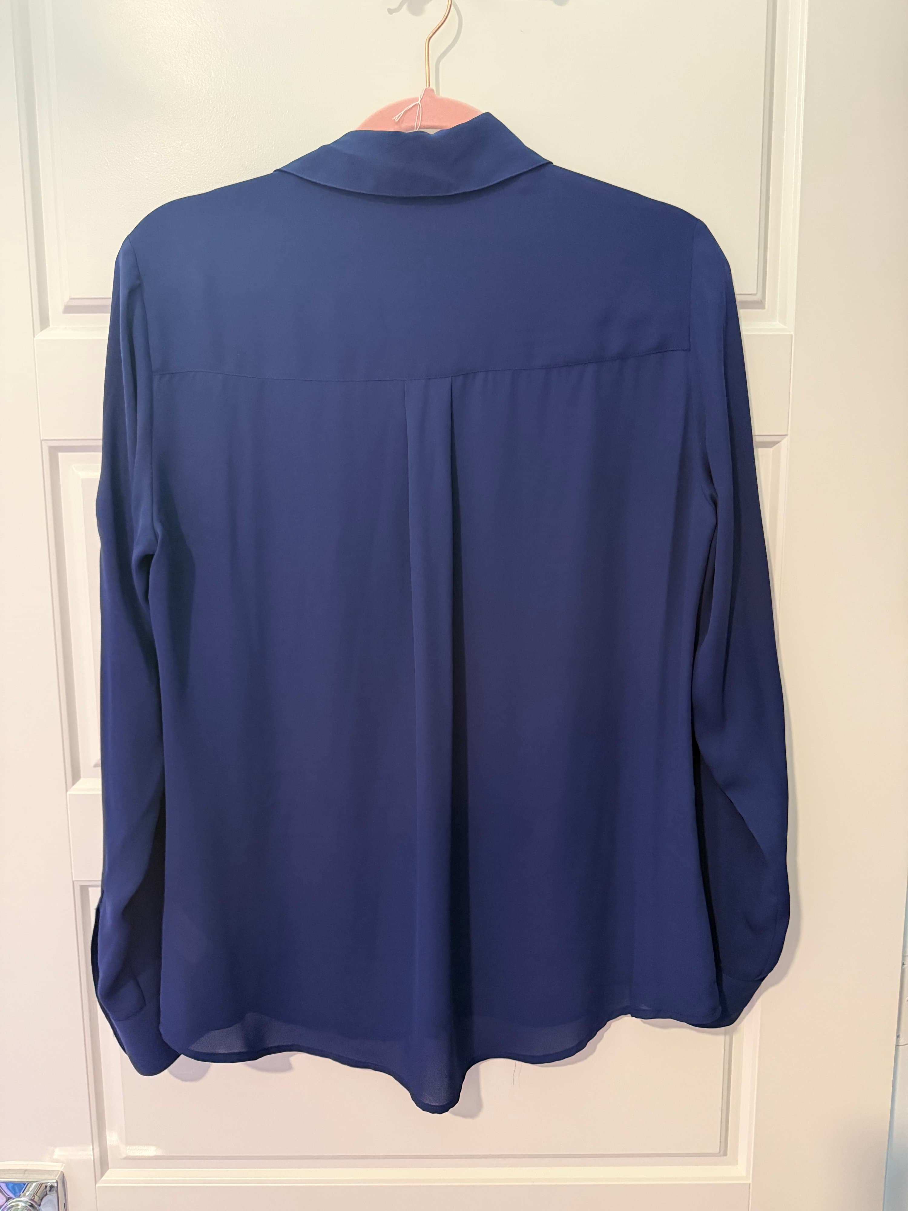 Express Portofino Shirt Medium Blue Button-Up - Thumbnail 3