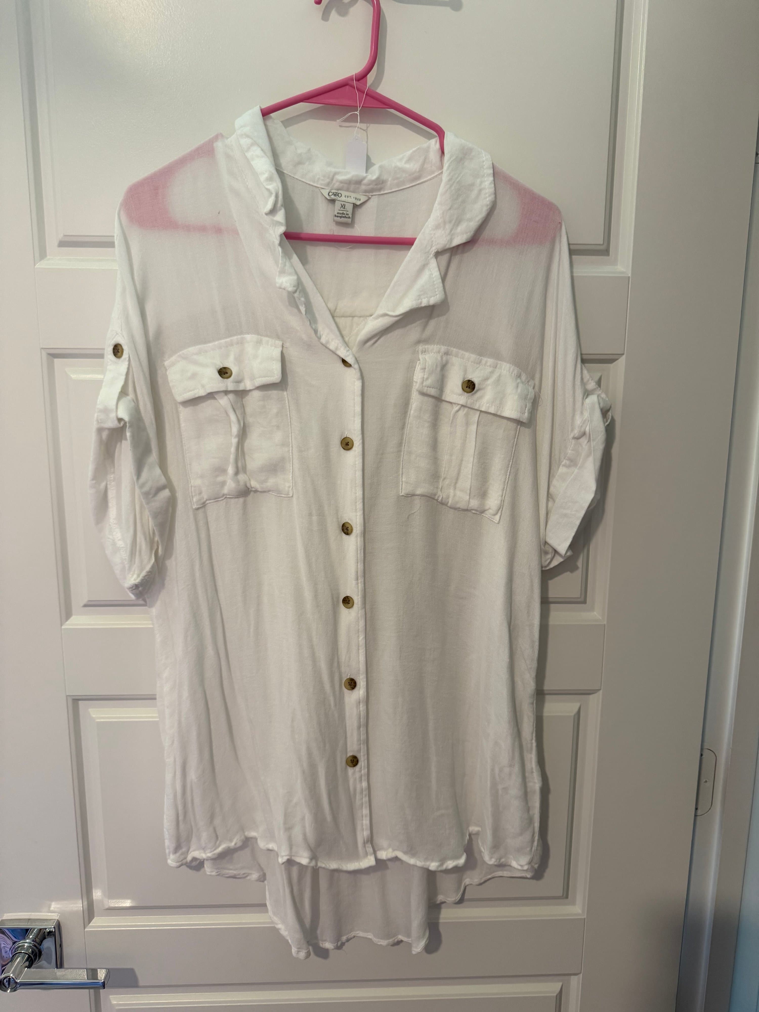 Cato White Button-Up Blouse XL