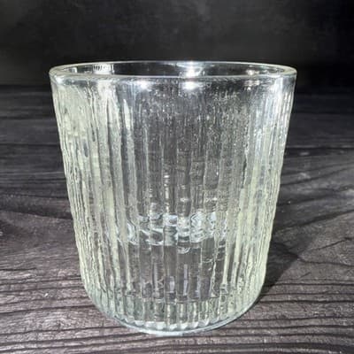 Vtg Jeannette Finlandia Tree Bark Icicle Old Fashioned Flared Low-ball Glass - Thumbnail 5