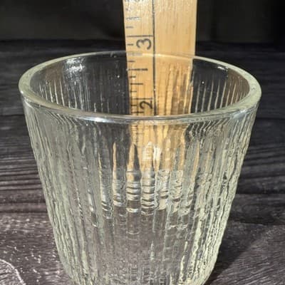 Vtg Jeannette Finlandia Tree Bark Icicle Old Fashioned Flared Low-ball Glass - Thumbnail 9