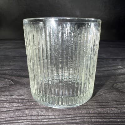 Vtg Jeannette Finlandia Tree Bark Icicle Old Fashioned Flared Low-ball Glass - Thumbnail 3