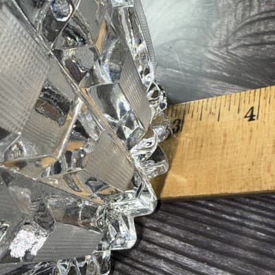 Vintage Art Deco Lead Cut Crystal Panel Cross Hatch Oval Bowl Centerpiece 7x5” - Thumbnail 17