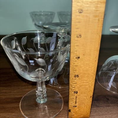 Libby Rock Sharpe Classic Champagne Coupe 4.5”Glasses Set Of 6 Vintage MCM Lea - Thumbnail 9
