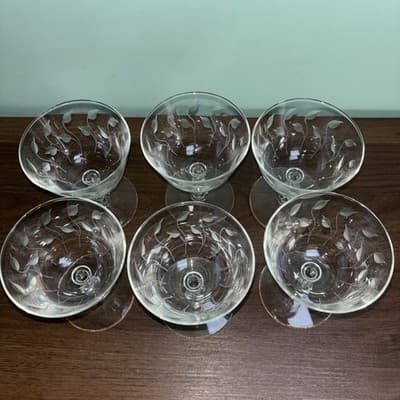 Libby Rock Sharpe Classic Champagne Coupe 4.5”Glasses Set Of 6 Vintage MCM Lea - Thumbnail 6