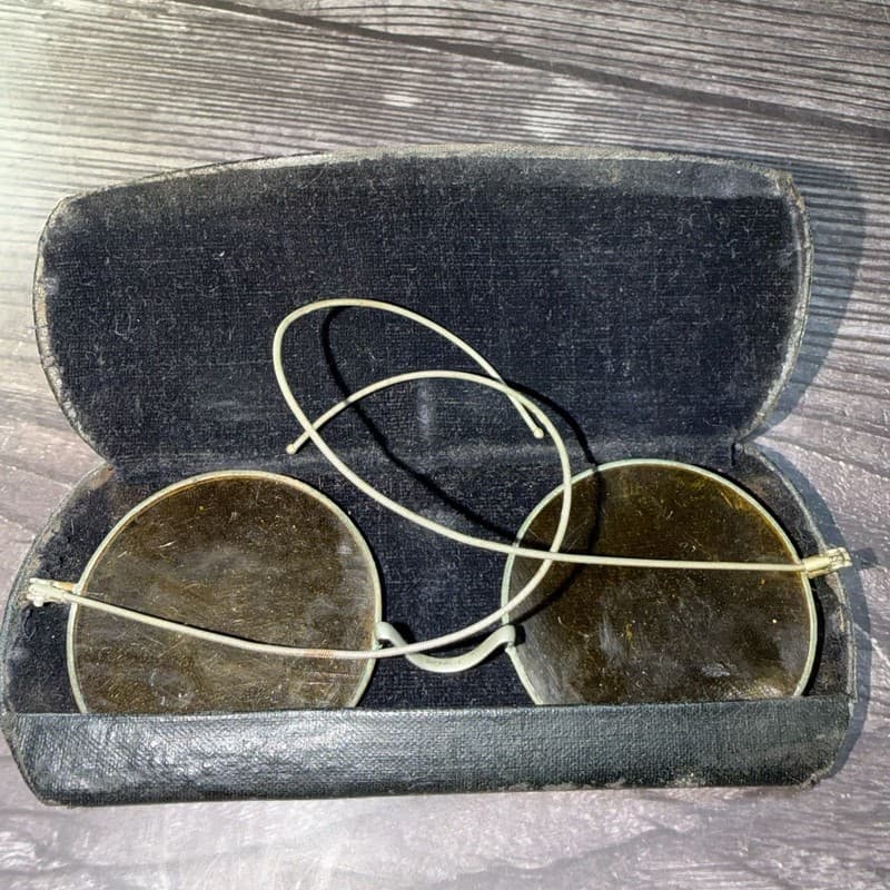 Antique 1910s-1920s Willson Amber Round Lens Shooting Driving Spectacles with Ca - Thumbnail 13